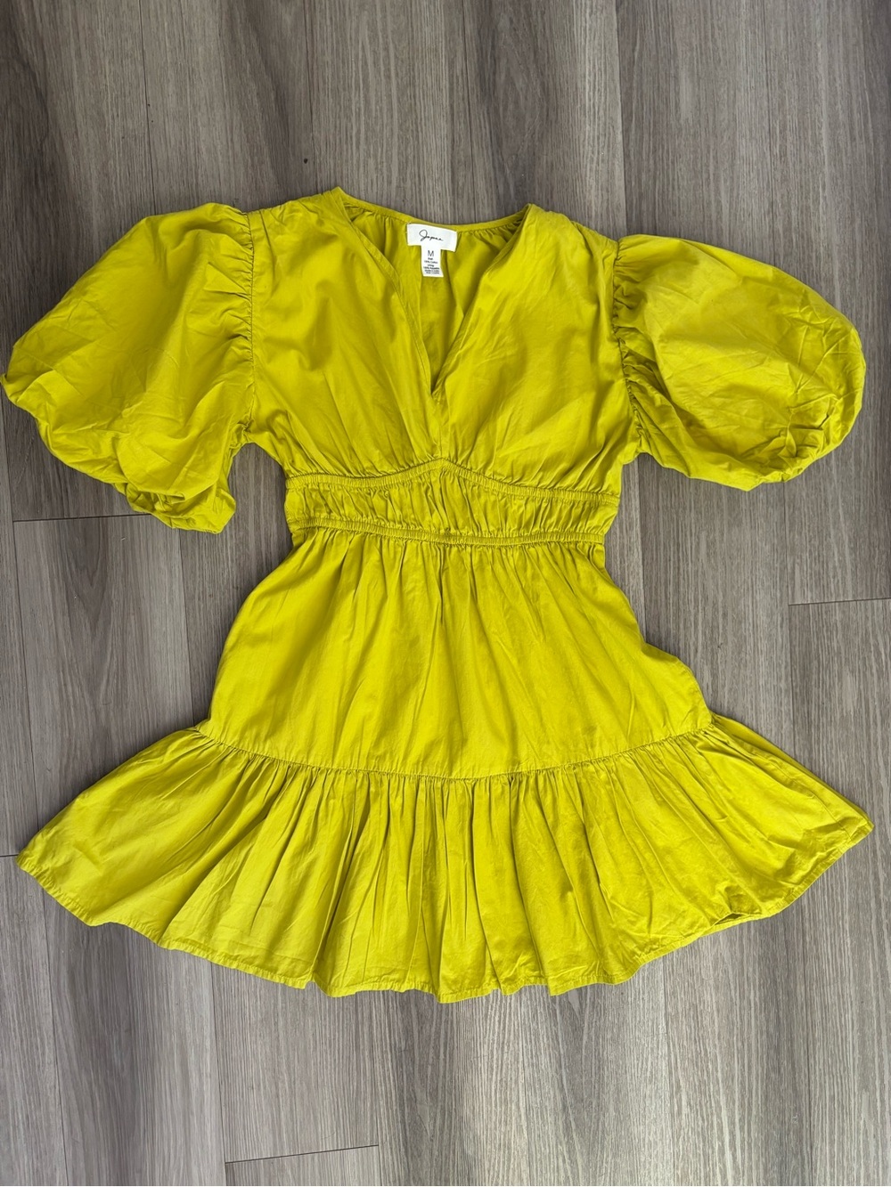 Free People Lime Yellow Smocked Mini Dress